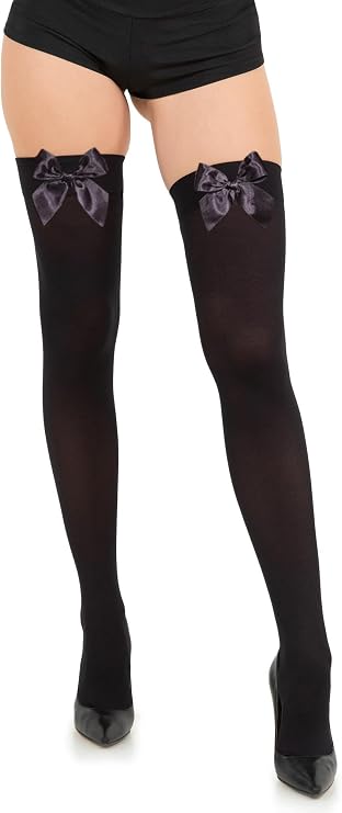 Opaque Thigh High Bow Stockings for Women Thigh Highs Stockings with Bows Over The Knee Socks