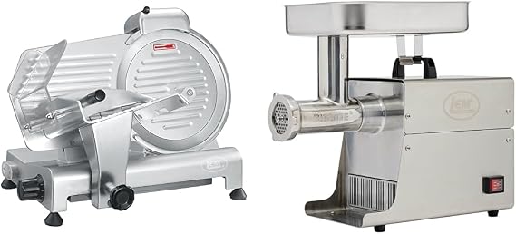 LEM Big Bite 10" Commercial Meat Slicer & Big Bite Meat Grinder #8