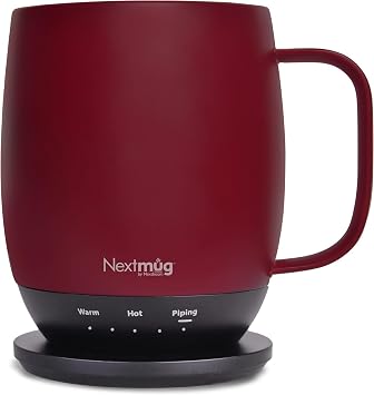 Nextmug - Temperature-Controlled, Self-Heating Coffee Mug Burgundy - 415 mL
