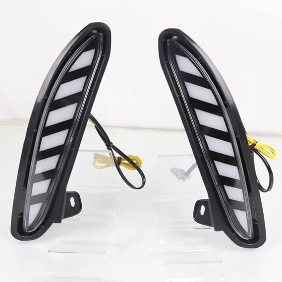 LED Daytime Running Light for Toyota Harrier Venza 2021 2022, 6000K Front Bumper Scanning DRL + Streamer Yellow Turn Signals + Ice Blue Night DRL