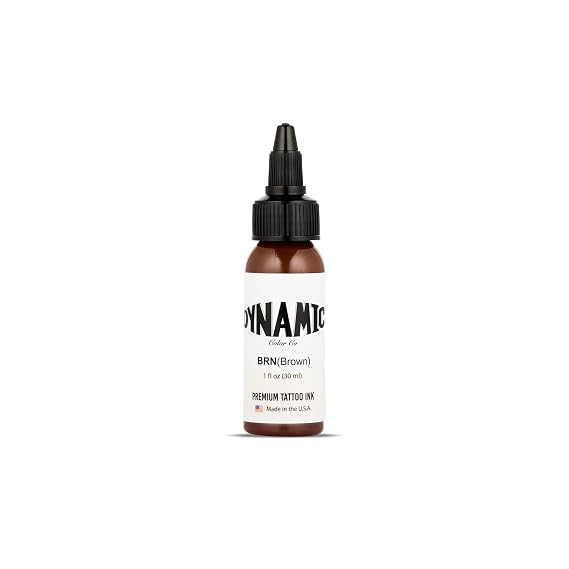 Dynamic Color Brown Tattoo Ink, Made in USA Since 1990, 1 oz | Sterilized and lot-numbered for full traceability; established American brand trusted by artists worldwide