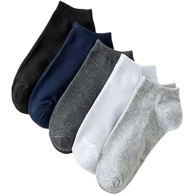 Sky Socks 5-Piece Mens Solid Color Booties Economical Package Short Sports Sneakers Socks