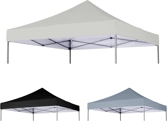 10x10 Canopy Replacement Top Cover, Waterproof Pop Up Canopy Tent Top with Ropes, Instant Canopy Top Sunshade Sliver Coated Oxford Cloth for Outdoor Garden Patio Camping (White, Top Only)