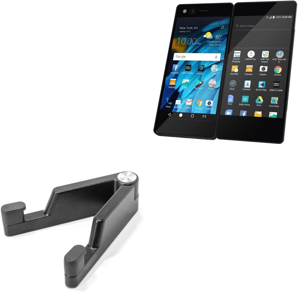 BoxWave Stand and Mount Compatible with ZTE Axon M - Desktop Aluminum SoloStand, Adjustable Hands-Free Portable with Rubber Feet - Jet Black