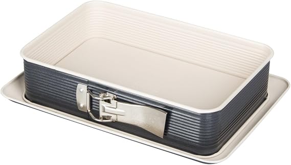 Zenker Rectangular springform pan CREME NOIR baking tin made of sheet steel cake tin with ceramic reinforced non-stick coating (color: cream / anthracite) quantity: 1 piece
