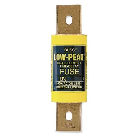 Eaton Bussmann LPJ-200SP Class J Fuse, LPJ, Time-delay Dual-Element Current Limiting Fuse, 200 A, Interrupt Rating 300kA at 600 Vac, 100kA at 300 Vdc