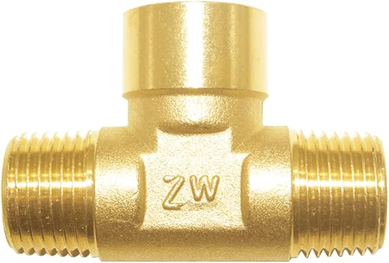 Joywayus Brass Tee Pipe Fitting 1/2" NPT Male-Female-Male 3-way Adapter