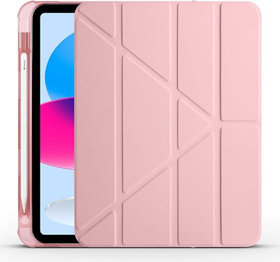 Aksesuarcim Apple iPad 11.Nesil 2025 ile Uyumlu Kılıf Silikon Yumuşak Kalem Bölmeli Esnek 4 Farklı Stand Olabilen Tablet Kılıfı Rose Gold