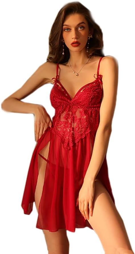 Women's Slip Lace Cami Nightdress Split Thigh Babydoll Lingerie Chemises Sleepwear