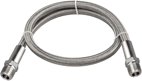 PTFE-Lined Stainless Steel Braided Hose 3/4" Nominal Hose Size 3/4" Male NPT 316 SS End Connections 72" Overall Length 1500 psi Chemically Compatible