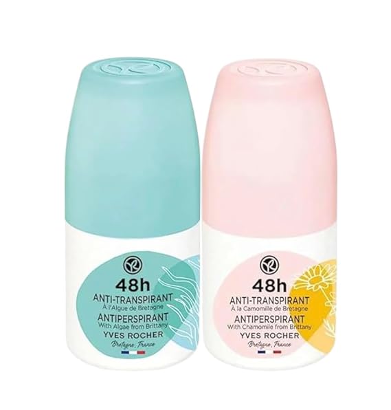 Yves Rocher 48H Antiperspirant Chamomile and Algae from Brittany Set of 2 Long-Lasting Freshness, No White Marks, Gentle on Skin 50ml / 1.7flOz