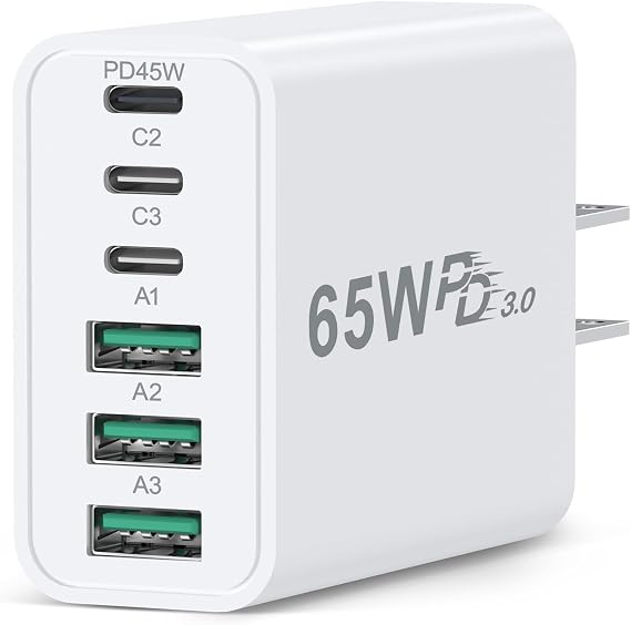 65W USB C Charger Block, Costyle Multi Port Fast USB C Wall Charger Plug Power Adapter PD 45W Type C Charging Block for iPhone 17 16e 15 14 13 12 11 Pro Max Pad Galaxy S26 Ultra Tablet