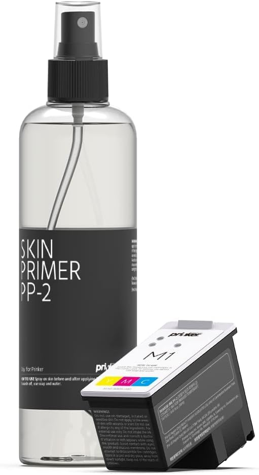 Prinker S Black Ink Refill, Skin-Safe Black Cosmetic Ink & Primer Spray, Water-Resistant and Soap-Washable, Skin-Safe, Festivals Parties Sport Events, Compatible with Prinker S