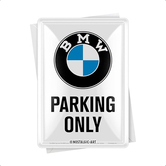 Nostalgic-Art Retro Tin Postcard 10 x 14 cm BMW - Parking Only White