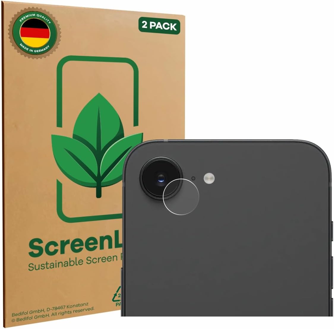 2 Pack Screen Protector compatible with Apple iPhone 17e (ONLY Camera Lens) [sustainable screen protection, clear, anti-scratch]