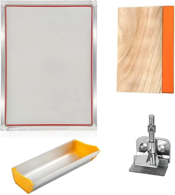 1pc Screen Printing Kit - with 50-420 Mesh, Squeegee, Emulsion Coater & Clamp for DIY T-Shirt, Paper, and Plastic Printing(A3kitsx80Tx200mesh)