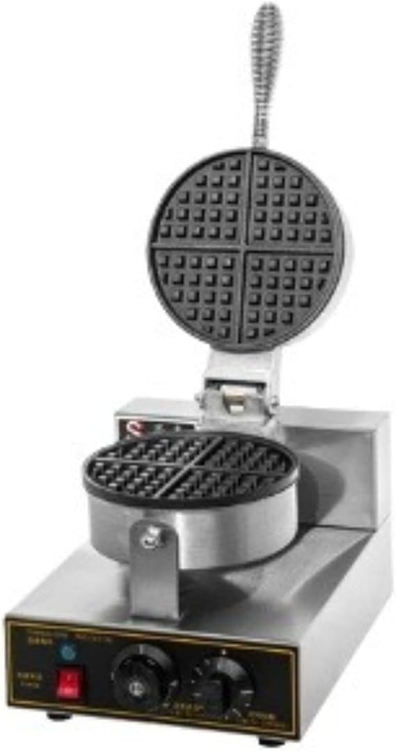 Waffle Maker Electric Commercial Bubbles, Double Sided Waffle Bakers 1200 Watt Egg Bubble Puff Iron Waffle Maker 180° Rotatable 2 Pans and Wooden Handle, Stainless Steel Bakers with Nonstick Teflon Coating Stick Sugar for Home and Commercial Pastry Maker Single Head, as Pictured