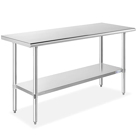 GRIDMANN Stainless Steel Work Table 60 x 24 Inches, NSF Commercial Kitchen Prep Table with Under Shelf for Restaurant and Home