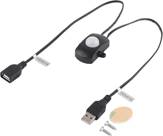 Motion Sensor Detector Switch, LED Strip Auto Sensor Detector Switch, Motion Activated Sensor Part for Camera(Black)