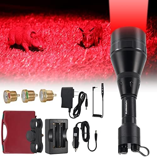 D8A 700 Yards Hunting Light Kit with Dimmable Green, Red, Infrared 850nm and White Intensity Control LEDs for Predator, Coyote, Varmint & Hog