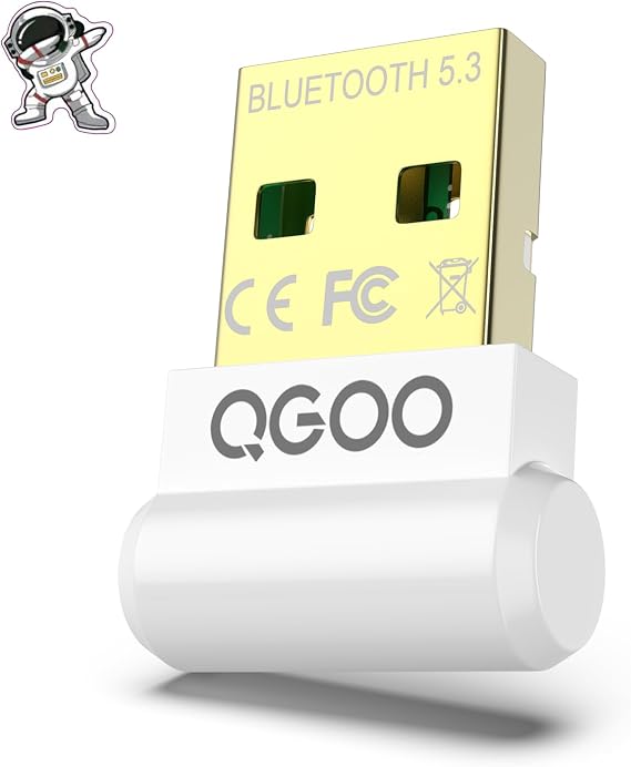 USB Bluetooth Adapter for PC - QGOO Bluetooth Dongle 5.3 EDR, Wireless Receiver for Desktop Computer Laptop Windows 8.1/10/11(white-109)