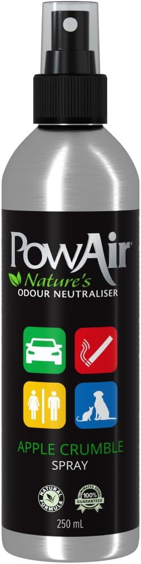 PowAir Natural Odour Neutraliser Spray - Apple Crumble Scent, Non-Aerosol Odour Eliminator for Smoke, Pet, and Food Smells - 250ml