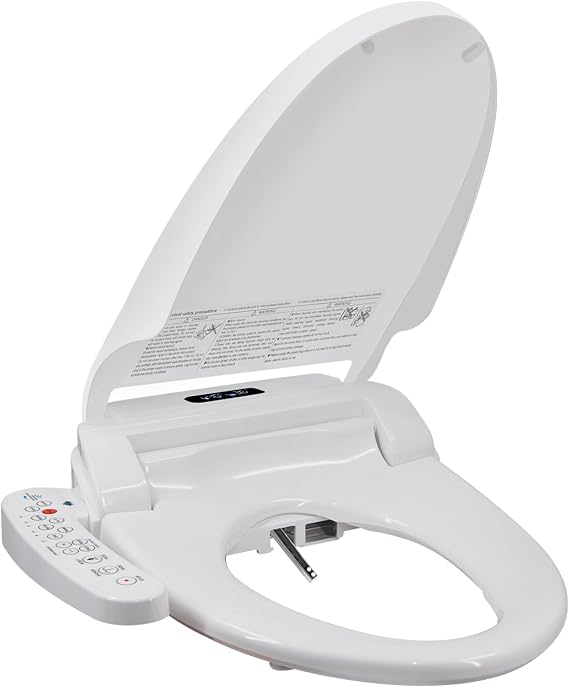 LINKLIFE Bidet Toilet Seat Electric Warm Water Bidet with Warm Air Drying, Heated Seat Bidets with Self-cleaning Nozzle Temperature Adjustable White (Round)
