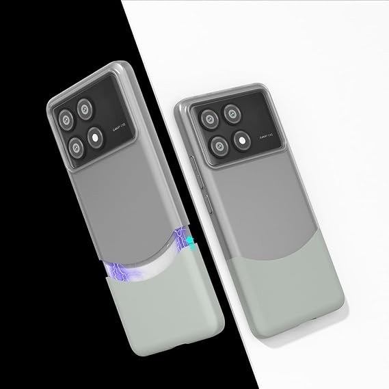 Elfia Xiaomi Poco X6 Pro ile Uyumlu Şeffaf 2 Parçalı Koruma Kılıf Dub Gri