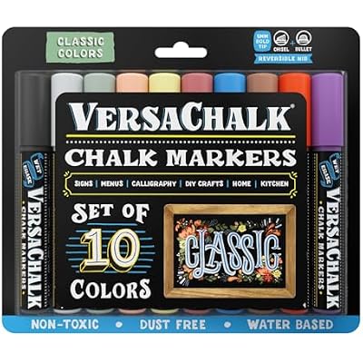 VersaChalk Classic Liquid Chalk Markers, Set of 10-5mm Tip