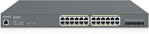 EnGenius Cloud ECS1528FP 24-Port Gigabit PoE+ Switch with 410W Budget & 4 SFP+ Ports