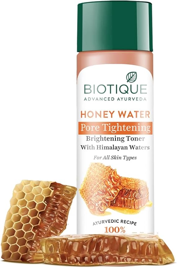 Biotique Bio Honey Water Clarifying Toner, 120ml (4.05 Oz.) I With Himalayan Water I All Skin Type I Blended With Pure Honey, Aloe Vera, Manjishtha, Nutgalls, Carrot, Sandalwood And The Fresh Waters