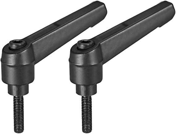 uxcell M5 x 16mm Handle Adjustable Clamping Lever Thread Push Button Ratchet Male Threaded Stud Knobs Locking Rotating Screw Handles Quick Release Bolt Black 2pcs