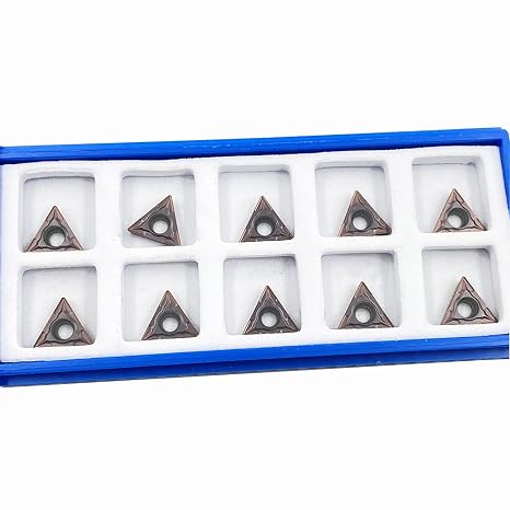10PCS TCMT21.51 Triangle Turning Carbide Inserts TCMT Code PVD Coated Insert Used for Steel Stainless Iron Cast Iron for STFCR/L STGCR/L STACR/L Lathe Turning Tool Cut-Off Holder (TCMT110204 MM25)