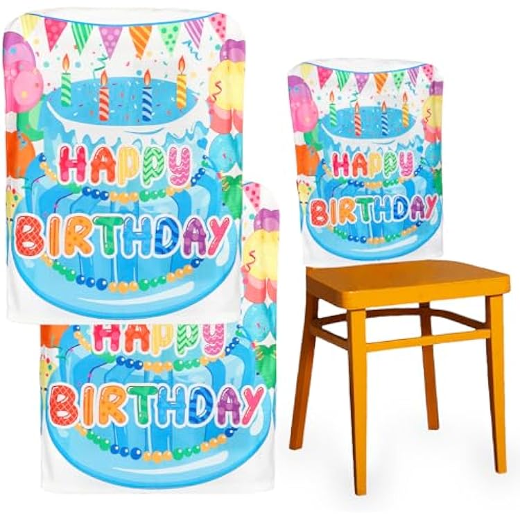2 PCS Birthday Chair Cover for Classroom, Birthday Seat Covers for Party Decoration, Chair Decorations for Classroom, Office, Home Blue