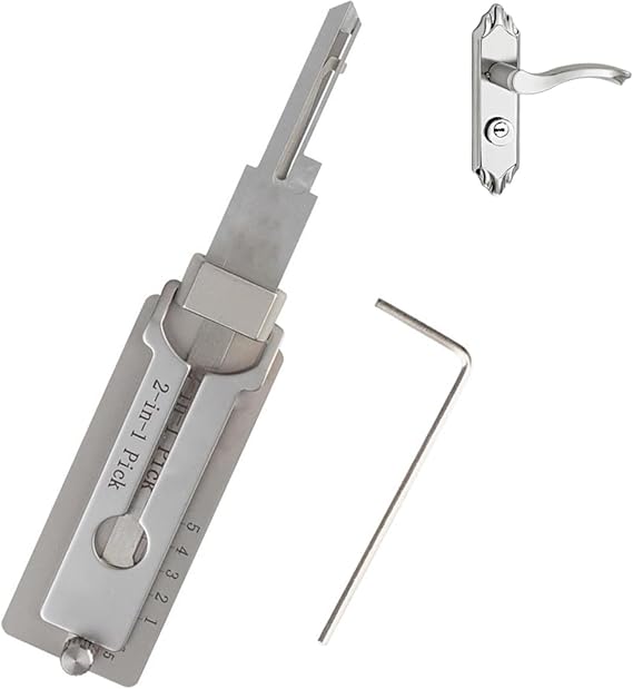 2 in 1 Stainless Steel Master Key Decoder, Locks Picking Kit, Locks Picking Tool, Key Decoder Lock Pick, Lock Pick and De-Coder Tool, Access Doors Easily Various Shapes (B)