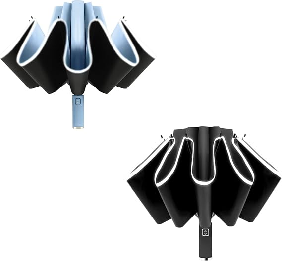 BAODINI Inverted UV Umbrella for Rain and Sun Medium Size UPF 50+ Rverse Compact Umbrella Auto Open Close