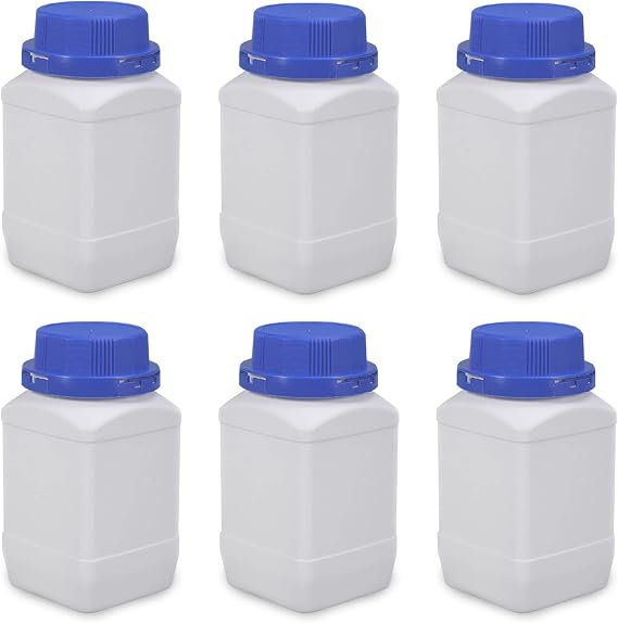 6 Pieces 500ml Wide-neck Bottles with Screw Caps, Chemicals Bottle, Laboratory Bottle with Lid Can Be Used As A Storage Container, for Lab Kitchen or Domestic Use(White)