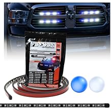 Firewire LEDs Emergency Strobe Lights for Trucks | 15" Blue White Safety Vehicle Lighting Front Grille Kit with Strobe Controller | 15" Inch Blue/White Strobe Light | Firewireleds