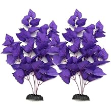 ALEGI Silk Aquarium Plants, 16 Inch Artificial Silk Plants Decorations for Fish Tank,Aquarium Decor Plastic Plants (Purple, 2 Pack)