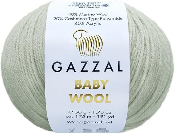 3 Pack (Skein) Gazzal Baby Wool Fine Baby Soft & Smooth Yarn, 40% Lana Merino, 20% Cashmere Type Polyamide, Each 1.76 Oz (50g) / 191 Yrds (175m) (3 Pack, Light Grey - 817)