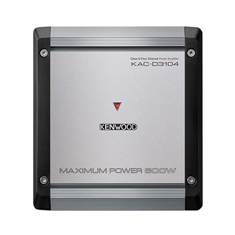 Kenwood KACD3104 Class D 4-Channel Power Amplifier; Max Power 600W; RMS 50W x4 (4); RMS 75W x4 (2); Variable High and Low Pass Filter; Bass Boost