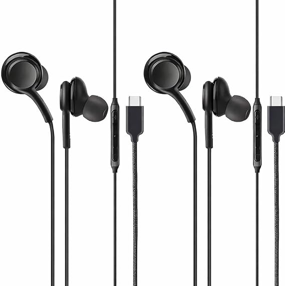 2 Pack USB-C Wired Earphones for HONOR 400/200 with In-Ear Headphones