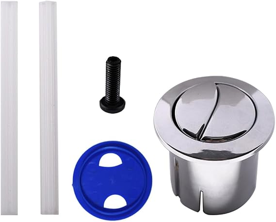 Chrome Toilet Flush Button Dual with Plain Push Rods Short Body Compatible with D1D AH0002100R