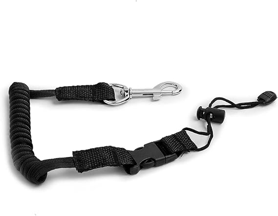 Kayak Paddle Leash - Kayak Rod Leash Safety Tool Paddle Lanyard Rope Kayak Accessories Stretchable Coiled Lanyard Leash for Kayak and SUP Paddles, Fishing Poles Rods (Black, 1 Pack)