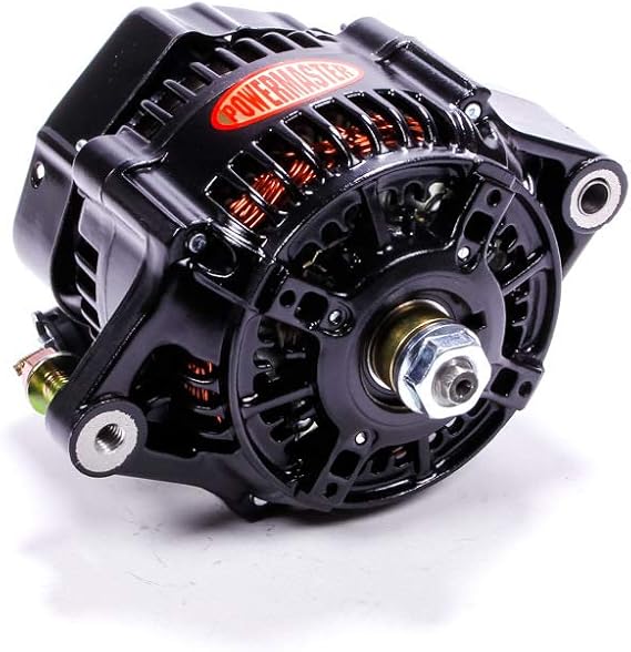 Powermaster 8146 Alternator, Denso Style Race, Denso 118 mm, 150 amps, 16V, 1-Wire, No Pulley, Aluminum Case, Black Powder Coat, Denso Style, Each