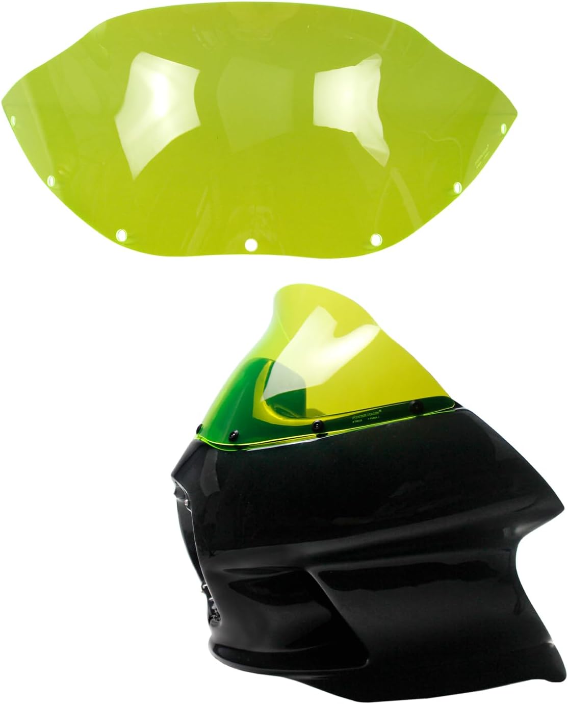 POWER JAMES 8.0 Tall PMMA Green Windshield Windscreen Compatible with Harley Davidson Street Bob, Low Rider, Dyna, Road King with FXRT Out Fairing PMMA Green