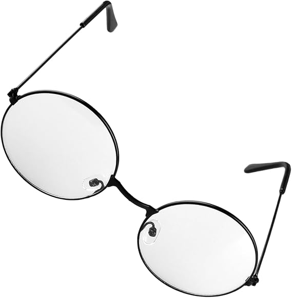 Retro Round Eyeglasses,Vintage Metal Frame Clear Lens Glasses,Unisex Lightweight Fashion Eyewear for Reading,Cosplay & Costume Accessories