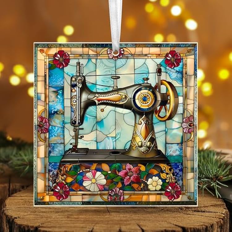 FLAGWIX Christmas Sewing Gifts for Women - Acrylic Christmas Ornaments 2025 for Tree Decorations - Sewing Machine Ornament, Quilting Gifts for Quilters Sewers Mom Grandma Friend Sister