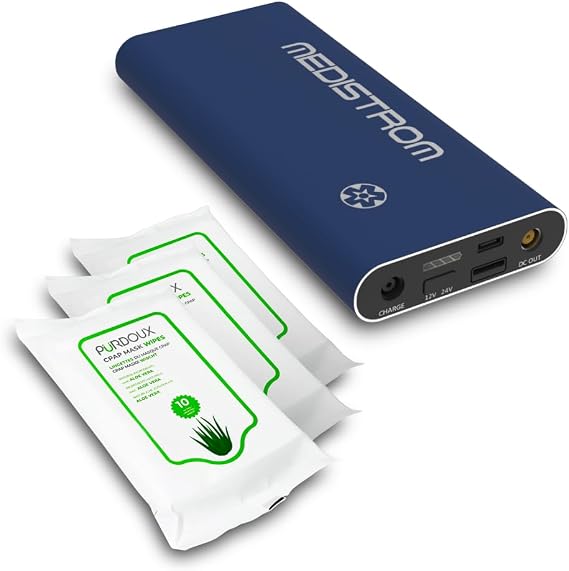 Pilot Flex 98Wh CPAP Battery Backup Power w/ 3 Wipe Packs for 12V & 24V