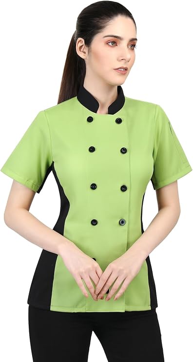 Short Sleeves side Mesh Vented Chef Coat Jacket Uniform for Women Food Service, Caterers, Bakers and Culinary Professional